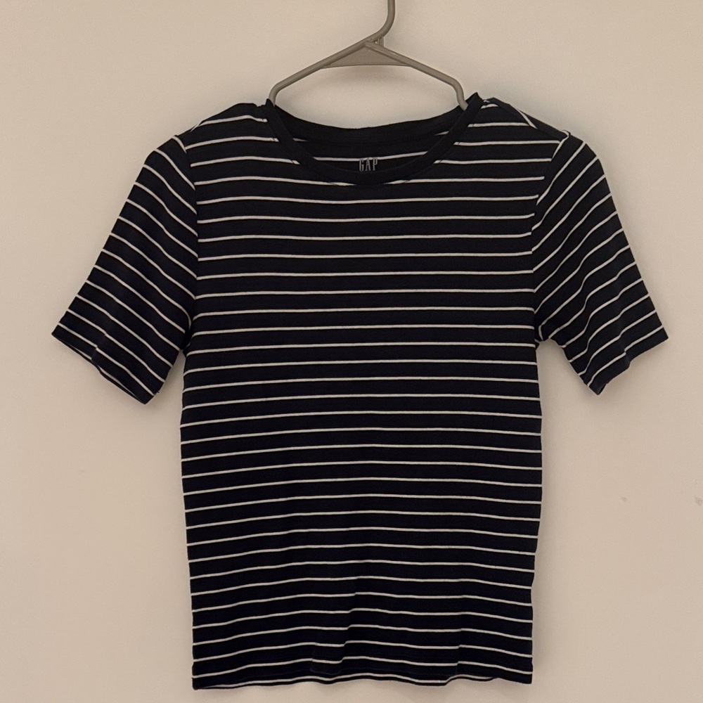 GAP Navy and White Striped T-Shirt